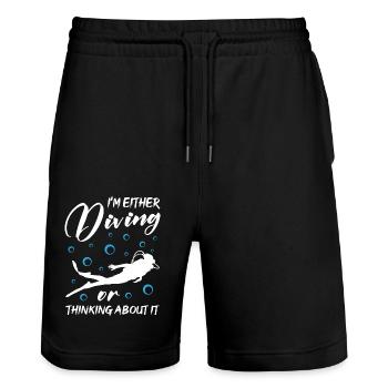 I m Either Diving Or Thinking About It - Stanley/Stella Unisex Bio Joggingshorts Trainer  - Schwarz - Vorne - Nik (191cm) & Marisol (170cm)