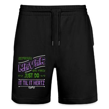 humour travail bday à la retraite ingénieur artisanat geek - Short de jogging bio TRAINER Stanley/Stella unisexe - noir - Devant - Nik (191cm) & Marisol (170cm)
