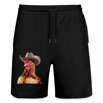 Cowboy chicken - Stanley/Stella Trainer Unisex Organic Jogging Shorts - black - Front - Nik (191cm) & Marisol (170cm)