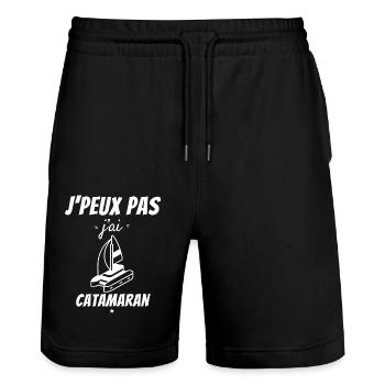 I can't I have Catamaran - Stanley/Stella Trainer Unisex Organic Jogging Shorts - black - Front - Nik (191cm) & Marisol (170cm)