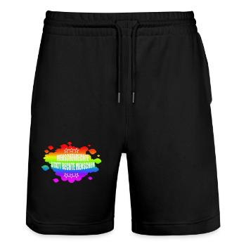 AfD stoppen gegen rechts Demokratie verteidigen - Stanley/Stella Unisex Bio Joggingshorts Trainer  - Schwarz - Vorne - Nik (191cm) & Marisol (170cm)