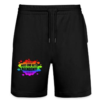 AfD stoppen gegen rechts Demokratie verteidigen - Stanley/Stella Unisex Bio Joggingshorts Trainer  - Schwarz - Vorne - Nik (191cm) & Marisol (170cm)