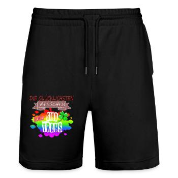 LGBTQ Trans Homosexuell Lesbisch Ehe für alle Bi - Stanley/Stella Unisex Bio Joggingshorts Trainer  - Schwarz - Vorne - Nik (191cm) & Marisol (170cm)