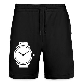 Uhr Smartwatch Stoppuhr Symbol Minimal Icon Vektor - Stanley/Stella Unisex Bio Joggingshorts Trainer  - Schwarz - Vorne - Nik (191cm) & Marisol (170cm)