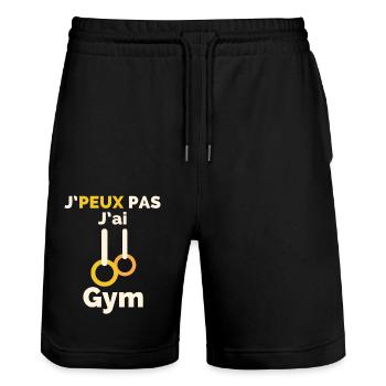 J'Peux pas j'ai gym - Short de jogging bio TRAINER Stanley/Stella unisexe - noir - Devant - Nik (191cm) & Marisol (170cm)