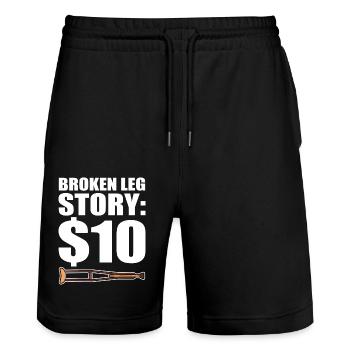 Broken leg - Stanley/Stella Trainer Unisex Organic Jogging Shorts - black - Front - Nik (191cm) & Marisol (170cm)