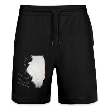 Illinois (USA) | echter Volleyball | Landkarte Sct - Stanley/Stella Unisex Bio Joggingshorts Trainer  - Schwarz - Vorne - Nik (191cm) & Marisol (170cm)