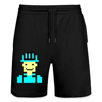 Ouvrier du bâtiment Pixel 01 - Short de jogging bio TRAINER Stanley/Stella unisexe - noir - Devant - Nik (191cm) & Marisol (170cm)