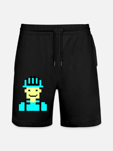 Construction Worker Pixel 01 - Stanley/Stella Trainer Unisex Organic Jogging Shorts - black