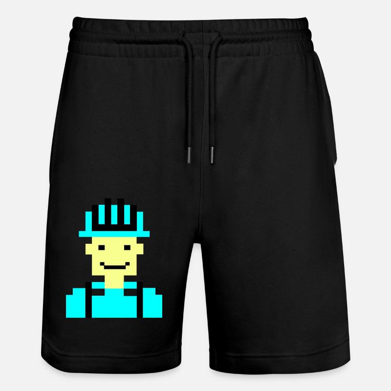Construction Worker Pixel 01 - Stanley/Stella Trainer Unisex Organic Jogging Shorts - black