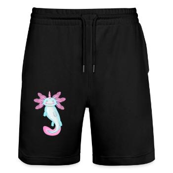 Unicorm axolotl - Short de jogging bio TRAINER Stanley/Stella unisexe - noir - Devant - Nik (191cm) & Marisol (170cm)