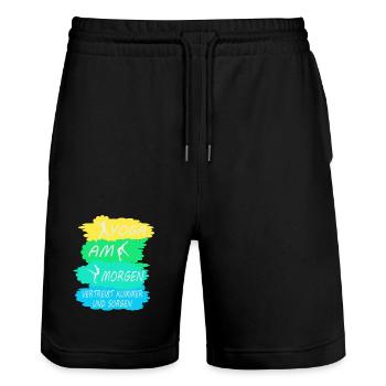 Yoga Lehrerin Kurs Meditation Geschenk Damen Matte - Stanley/Stella Unisex Bio Joggingshorts Trainer  - Schwarz - Vorne - Nik (191cm) & Marisol (170cm)