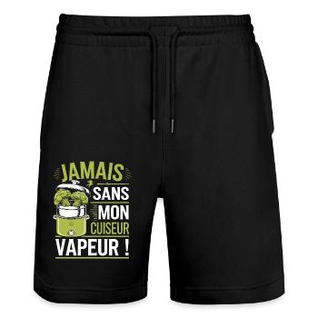 Jamais sans mon cuiseur vapeur - Short de jogging bio TRAINER Stanley/Stella unisexe - noir - Devant - Nik (191cm) & Marisol (170cm)