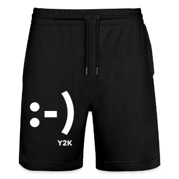 Lächeln Y2K Weiß - Stanley/Stella Unisex Bio Joggingshorts Trainer  - Schwarz - Vorne - Nik (191cm) & Marisol (170cm)