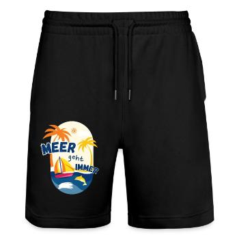 La mer fonctionne toujours - Short de jogging bio TRAINER Stanley/Stella unisexe - noir - Devant - Nik (191cm) & Marisol (170cm)