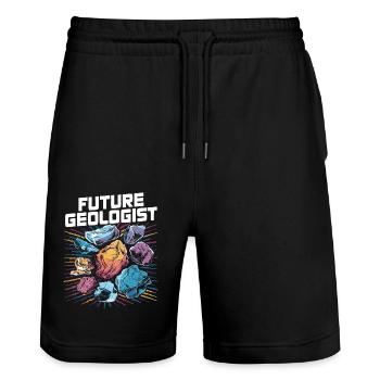 Future Geologist - Passion for Geology - Stanley/Stella Trainer Unisex Organic Jogging Shorts - black - Front - Nik (191cm) & Marisol (170cm)