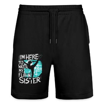 Support for Sister Turnerin - Stanley/Stella Trainer Unisex Organic Jogging Shorts - black - Front - Nik (191cm) & Marisol (170cm)