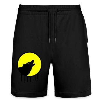 wolf full moon - Stanley/Stella Trainer Unisex Organic Jogging Shorts - black - Front - Nik (191cm) & Marisol (170cm)