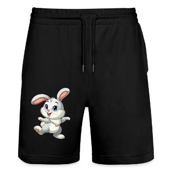 Rabbit Dancing png - Stanley/Stella Trainer Unisex Organic Jogging Shorts - black - Front - Nik (191cm) & Marisol (170cm)