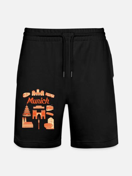 Munich Sights Illustration - Stanley/Stella Trainer Unisex Organic Jogging Shorts - black