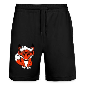Fox Nerd Horn-rimmed Glasses Geek Smart Intelligent Cool - Stanley/Stella Trainer Unisex Organic Jogging Shorts - black - Front - Nik (191cm) & Marisol (170cm)
