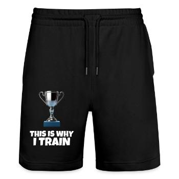 This Is Why I Train - Stanley/Stella Trainer Unisex Organic Jogging Shorts - black - Front - Nik (191cm) & Marisol (170cm)