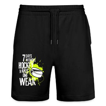 7 Days Without Hockey Makes One Weak - Stanley/Stella Trainer Unisex Organic Jogging Shorts - black - Front - Nik (191cm) & Marisol (170cm)