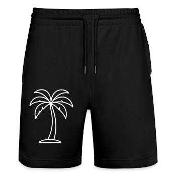 Palm Outline - Stanley/Stella Trainer Unisex Organic Jogging Shorts - black - Front - Nik (191cm) & Marisol (170cm)