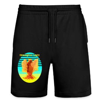Leuchtend Orange Cyber Bird: Vogel der Glücklichen - Stanley/Stella Unisex Bio Joggingshorts Trainer  - Schwarz - Vorne - Nik (191cm) & Marisol (170cm)