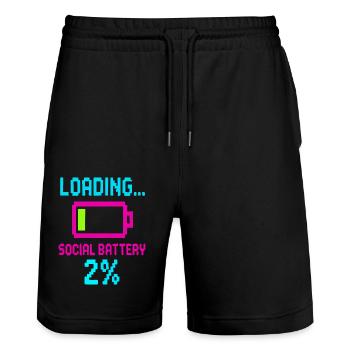 Loading Social Battery – Low Energy Funny Quote - Stanley/Stella Trainer Unisex Organic Jogging Shorts - black - Front - Nik (191cm) & Marisol (170cm)