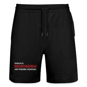 Endlich Rentnerin - Nie wieder Montag! (1) - Stanley/Stella Unisex Bio Joggingshorts Trainer  - Schwarz - Vorne - Nik (191cm) & Marisol (170cm)