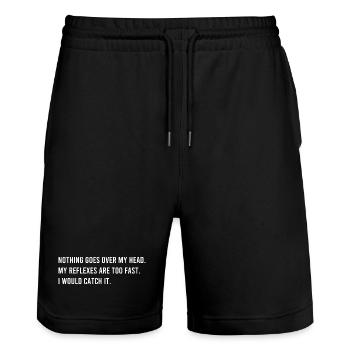 Funny Art Quote - Stanley/Stella Trainer Unisex Organic Jogging Shorts - black - Front - Nik (191cm) & Marisol (170cm)