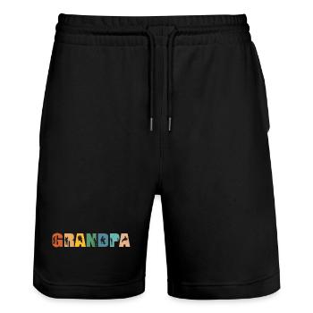Grandpa Retro Graphic Art - Stanley/Stella Trainer Unisex Organic Jogging Shorts - black - Front - Nik (191cm) & Marisol (170cm)