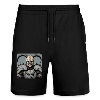 Wikinger Krieger mit Skullmaske und Hörnern - Stanley/Stella Unisex Bio Joggingshorts Trainer  - Schwarz - Vorne - Nik (191cm) & Marisol (170cm)