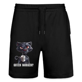 Guten Morgen dünnes Eis schwarze Katze - Stanley/Stella Unisex Bio Joggingshorts Trainer  - Schwarz - Vorne - Nik (191cm) & Marisol (170cm)