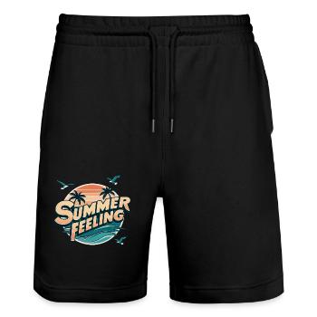 Summer feeling - Stanley/Stella Trainer Unisex Organic Jogging Shorts - black - Front - Nik (191cm) & Marisol (170cm)