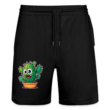 Mon petit cactus vert - Short de jogging bio TRAINER Stanley/Stella unisexe - noir - Devant - Nik (191cm) & Marisol (170cm)
