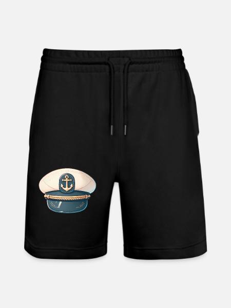 Classic Captains Hat Illustration - Stanley/Stella Trainer Unisex Organic Jogging Shorts - black