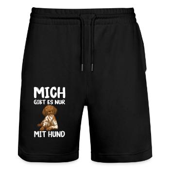 Deutsch Kurzhaar Hund - Stanley/Stella Unisex Bio Joggingshorts Trainer  - Schwarz - Vorne - Nik (191cm) & Marisol (170cm)