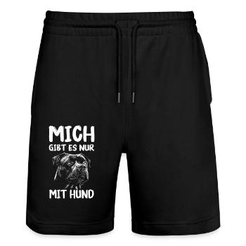 Cane Corso Italiano Hund - Stanley/Stella Unisex Bio Joggingshorts Trainer  - Schwarz - Vorne - Nik (191cm) & Marisol (170cm)