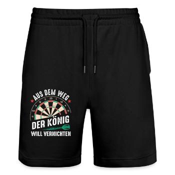 Dart Darts Dartspieler Dartsport - Stanley/Stella Unisex Bio Joggingshorts Trainer  - Schwarz - Vorne - Nik (191cm) & Marisol (170cm)