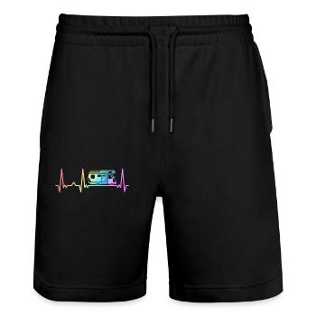 Camping Wohnwagen Camper Wohnmobil - Stanley/Stella Unisex Bio Joggingshorts Trainer  - Schwarz - Vorne - Nik (191cm) & Marisol (170cm)