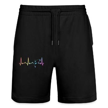 Orca Killerwal Ozean Tier Wale - Stanley/Stella Unisex Bio Joggingshorts Trainer  - Schwarz - Vorne - Nik (191cm) & Marisol (170cm)