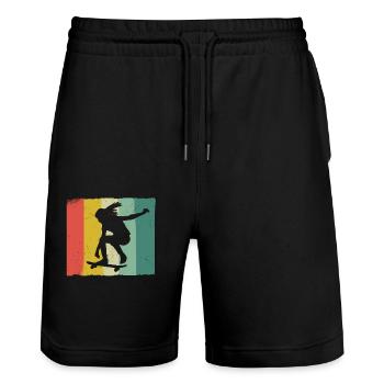 Skateboarding Skater Skateboard Skateboarder - Stanley/Stella Trainer Unisex Organic Jogging Shorts - black - Front - Nik (191cm) & Marisol (170cm)