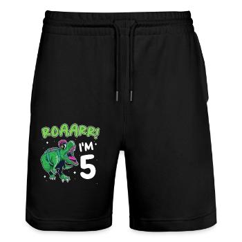 Gift 5 Years Birthday Boy - Stanley/Stella Trainer Unisex Organic Jogging Shorts - black - Front - Nik (191cm) & Marisol (170cm)