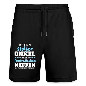 Onkel Patenonkel Familie Großonkel - Stanley/Stella Unisex Bio Joggingshorts Trainer  - Schwarz - Vorne - Nik (191cm) & Marisol (170cm)
