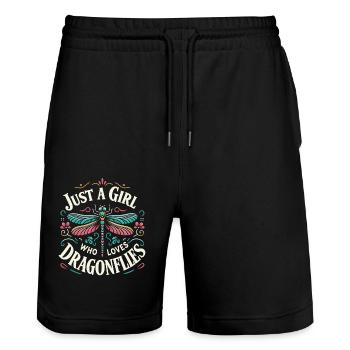 Libelle Libellen Insekten Natur - Stanley/Stella Unisex Bio Joggingshorts Trainer  - Schwarz - Vorne - Nik (191cm) & Marisol (170cm)