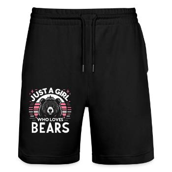 Ours, Grizzly, Ours brun, Ours - Short de jogging bio TRAINER Stanley/Stella unisexe - noir - Devant - Nik (191cm) & Marisol (170cm)