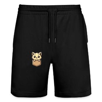 Cat, Cat Lover, Cat Owner, Kitten - Stanley/Stella Trainer Unisex Organic Jogging Shorts - black - Front - Nik (191cm) & Marisol (170cm)