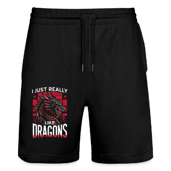 Drache Mystisch Drachen Fantasie - Stanley/Stella Unisex Bio Joggingshorts Trainer  - Schwarz - Vorne - Nik (191cm) & Marisol (170cm)